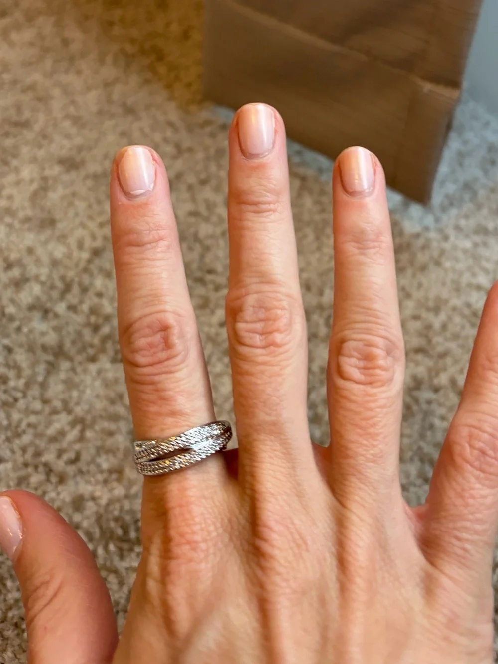 New Aquamarine Blue & Diamond 3 Ring Statement Stacked Ring Stack Set Size 7